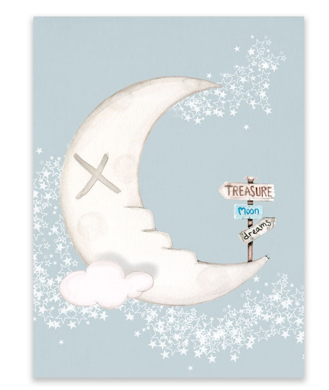 Láminas de cuadro infantiles personalizadas - Niño en la luna - Decoración  infantil