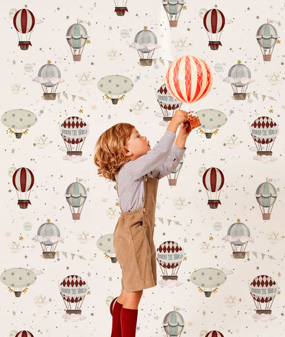 GLOBOS AROUND THE WORLD I Papel pintado infantil