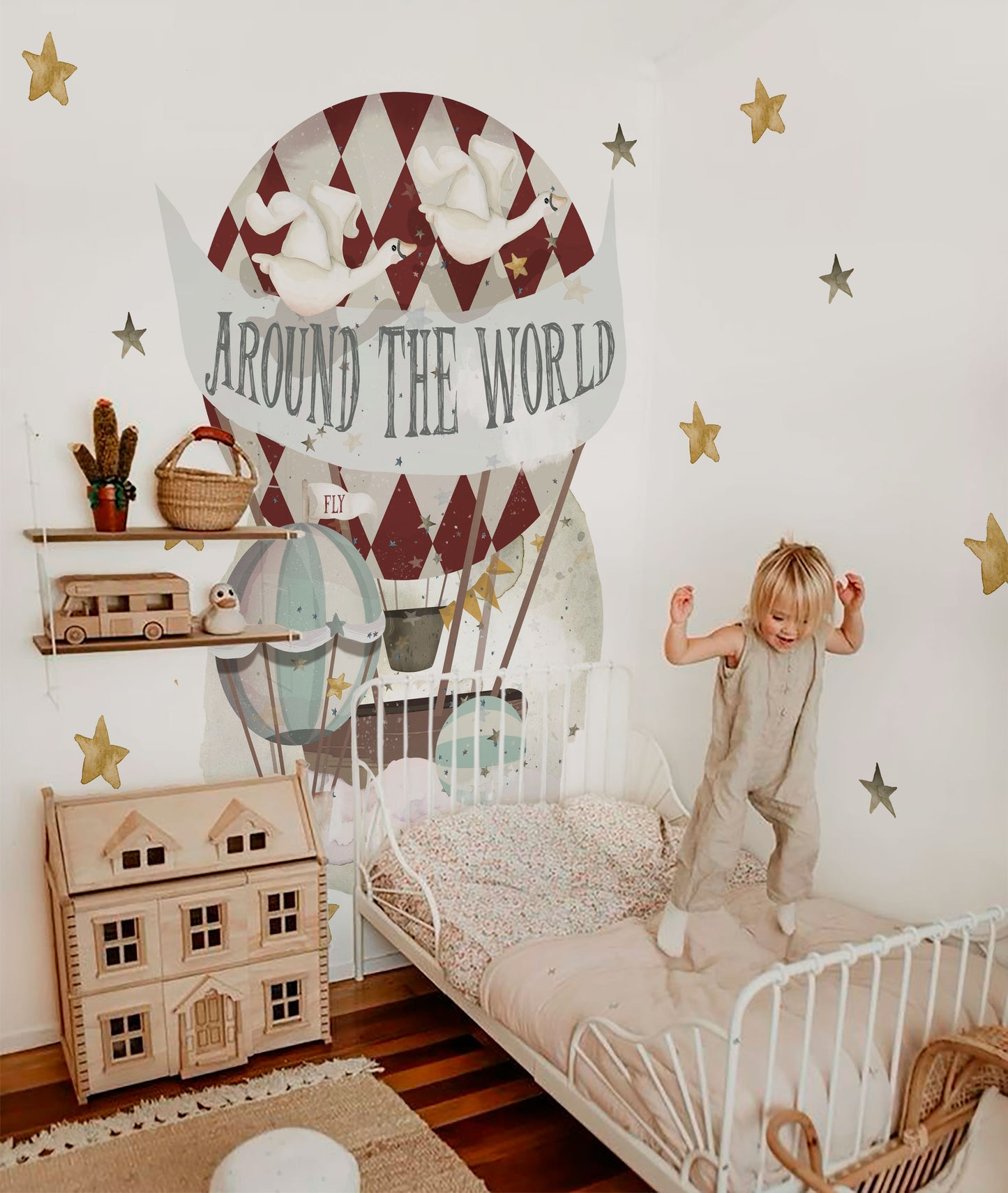 XXL Wall Sticker HOT AIR BALLOONS AROUND THE WORLD