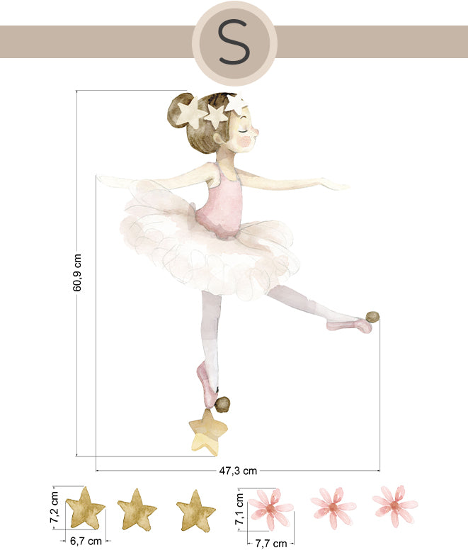 BAILARINA SOBRE ESTRELLA Vinilo infantil personalizable