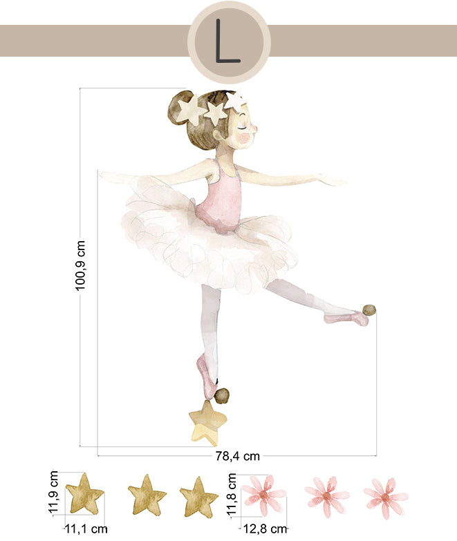 BAILARINA SOBRE ESTRELLA Vinilo infantil personalizable