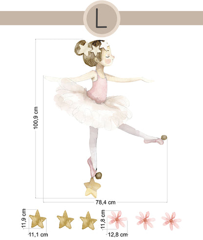 BAILARINA SOBRE ESTRELLA Vinilo infantil personalizable