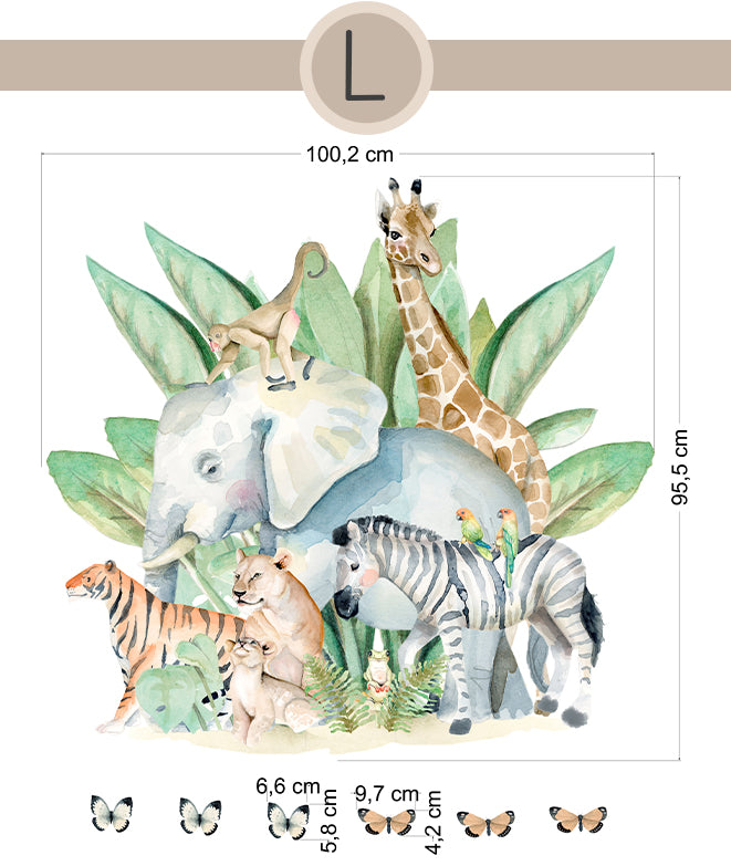 ANIMALES JUNGLA Vinilo infantil personalizable