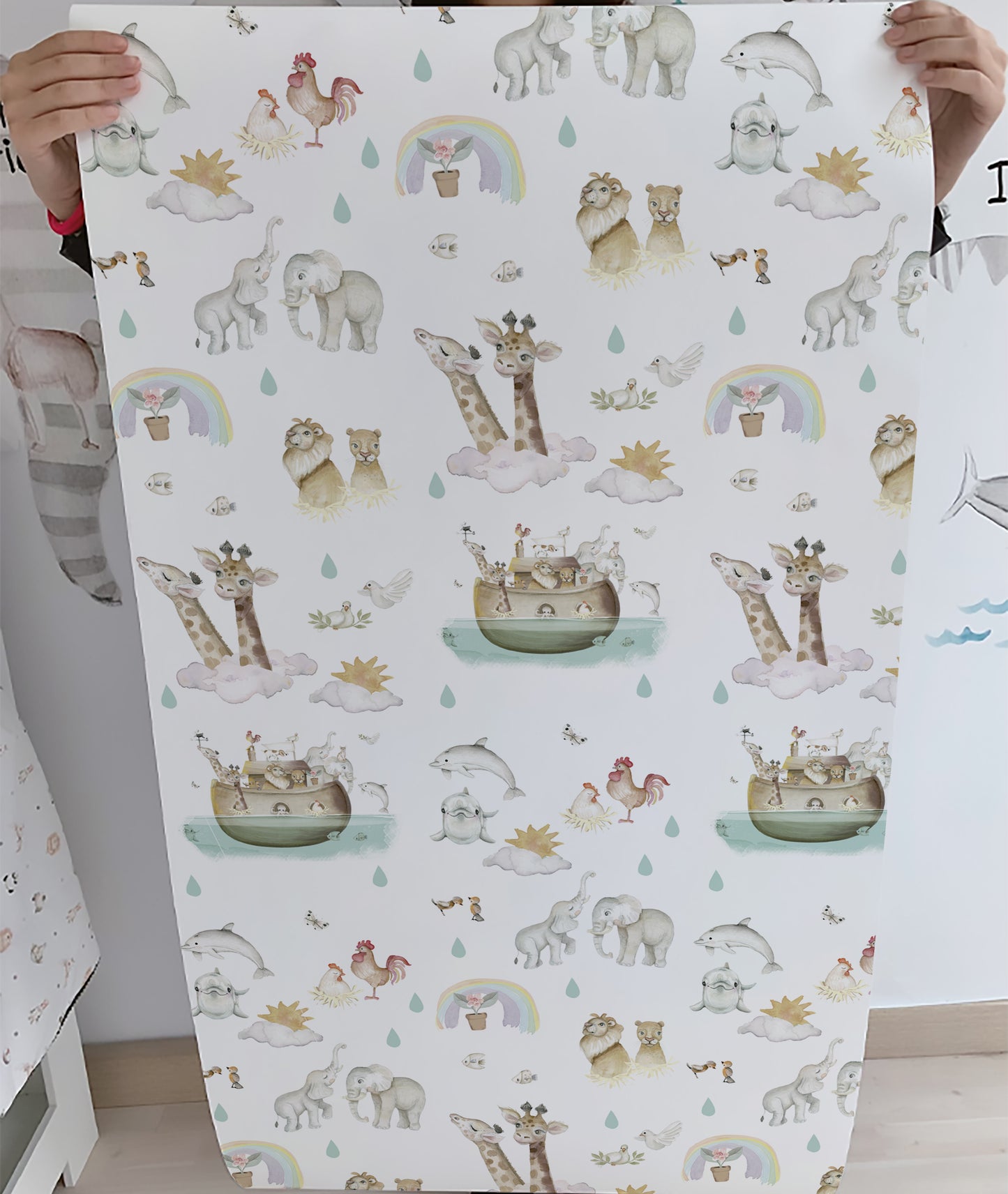 ANIMALES DEL ARCA DE NOÉ Papel pintado infantil