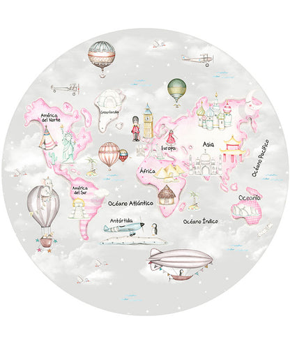 MAPA MUNDI TRAVEL ROSA F.GRIS Ventana mágica infantil