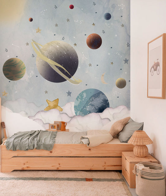 PLANETAS EN EL ESPACIO II Mural de papel pintado