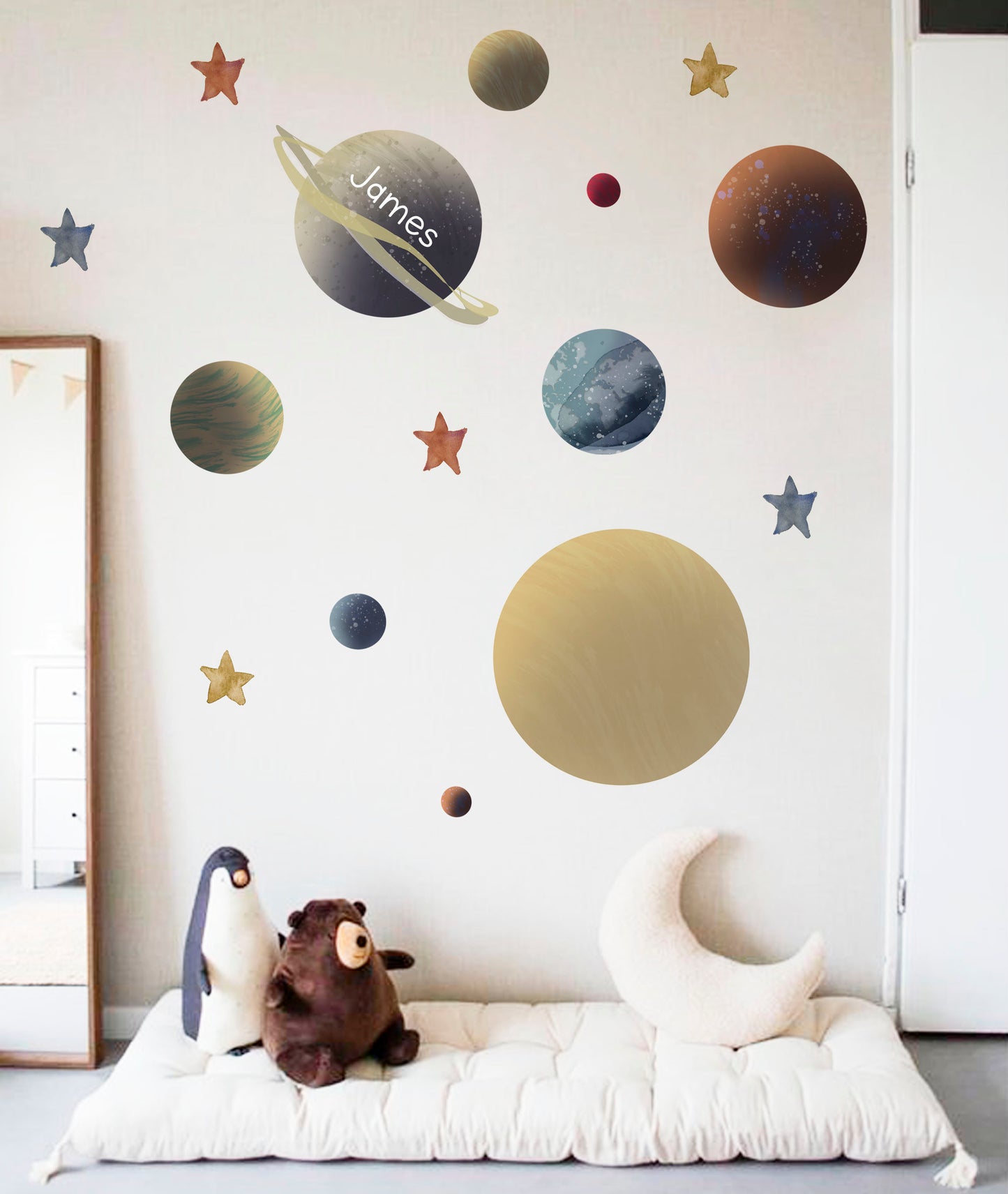 PLANETAS ESPACIO I Vinilo infantil personalizable