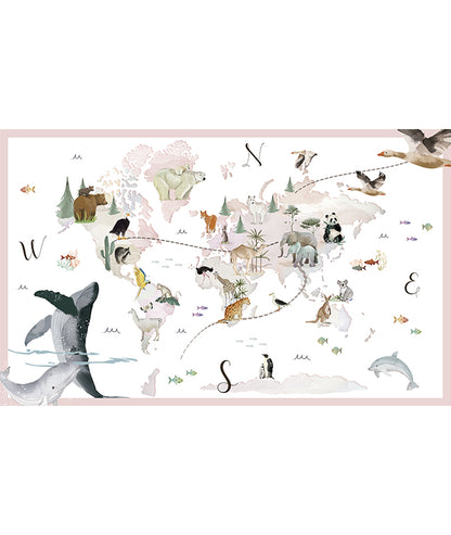 MAPA MUNDI ANIMALES II Póster autoadhesivo
