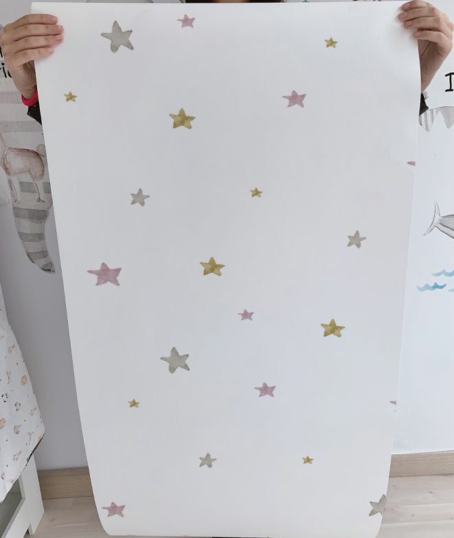 ESTRELLLAS ROSAS FANTASY WORLD Papel pintado infantil