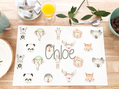 Set de table individuel enfant CARTE ANIMAUX