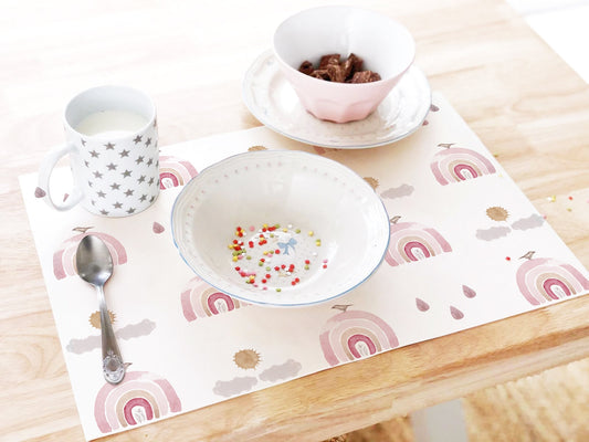 Set de table enfant MULTI ARC-EN-CIEL ROSE