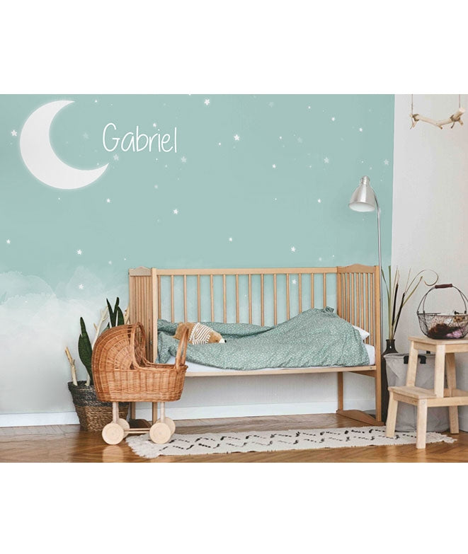 CLOUDS&STARS MINT Mural de papel pintado