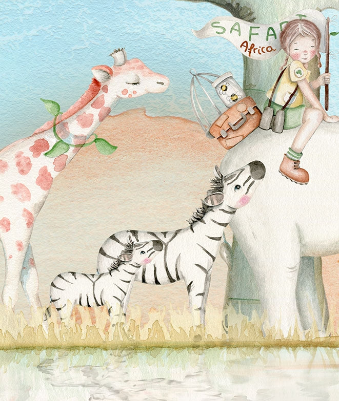 Papel pintado infantil animales de safari - Safari World 127435