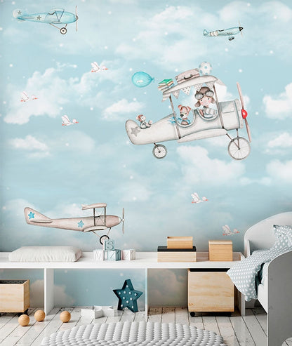 SAILING THE SKY F.BLUE Papel de parede mural