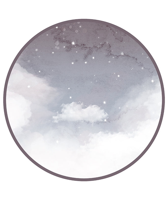 CLOUDS & STARS MAUVE II Plaque de porte en vinyle