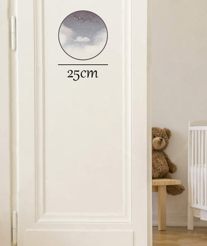 CLOUDS & STARS MAUVE II Plaque de porte en vinyle