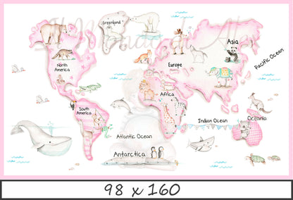 MAPA MUNDI ROSA Póster autoadhesivo