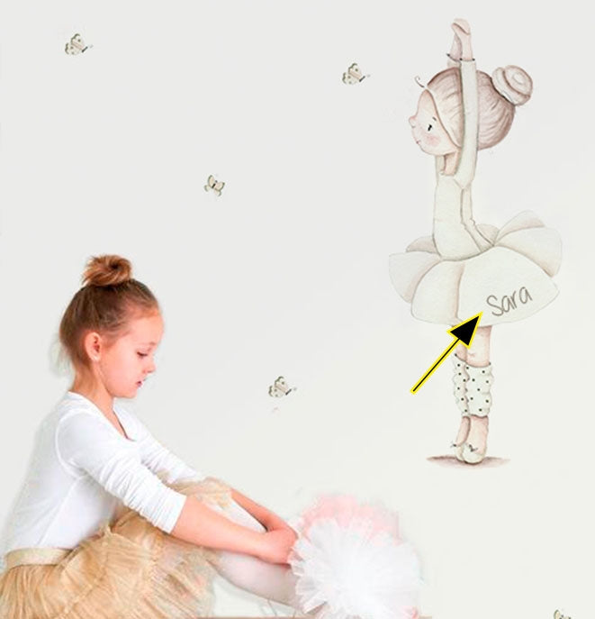 BAILARINA DANCE I BEIGE Vinilo infantil personalizable