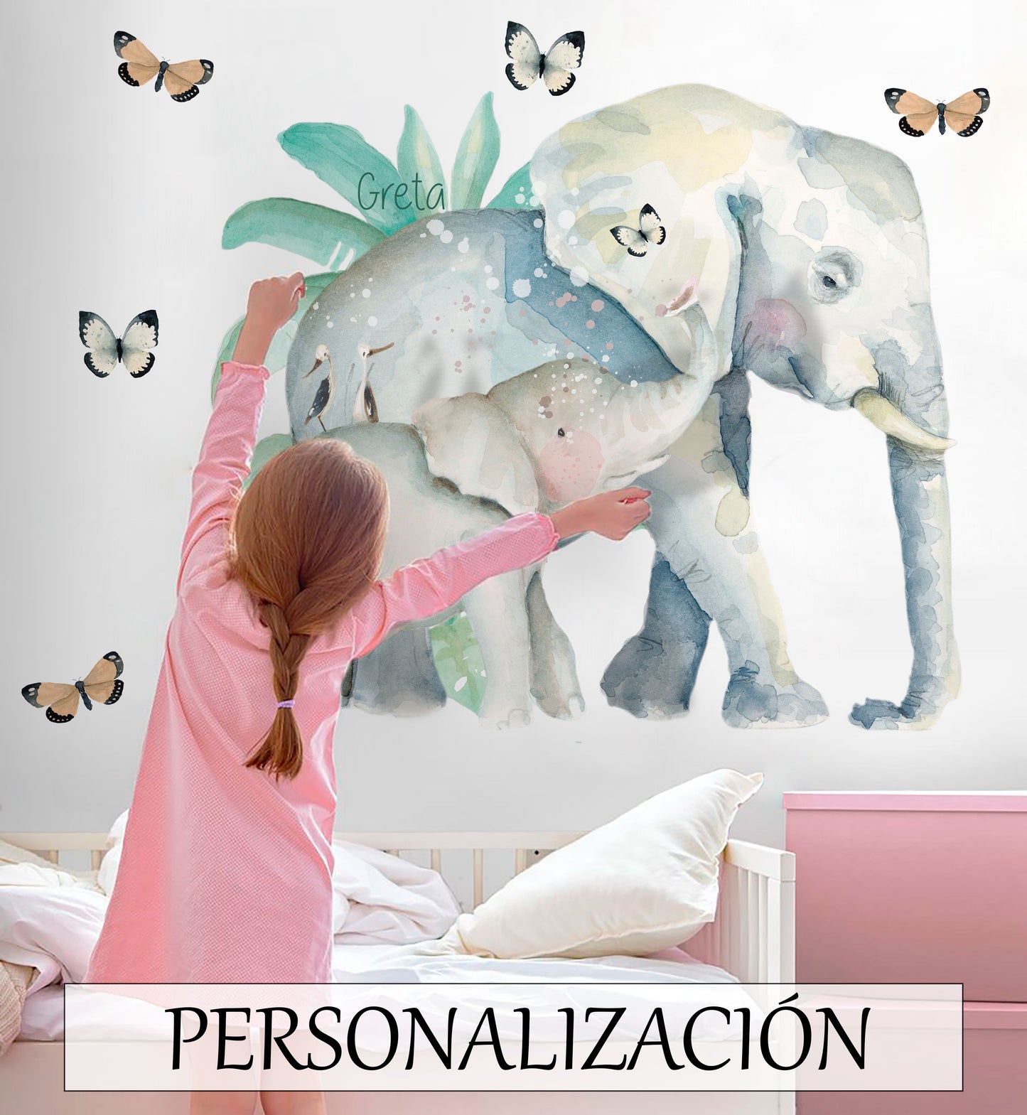 ELEFANTES Vinilo infantil personalizable