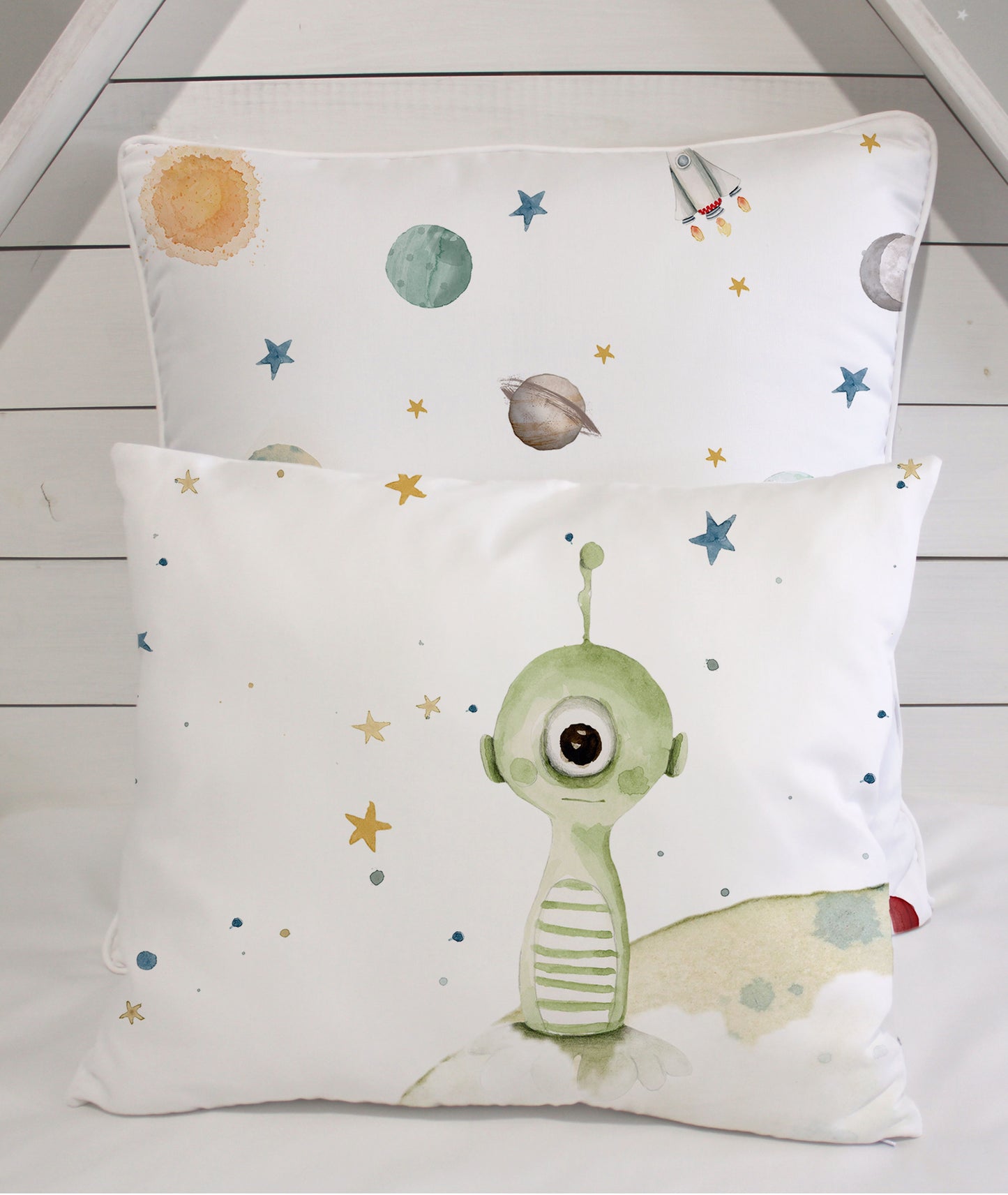 Cojín infantil personalizado EXTRATERRESTRE VERDE